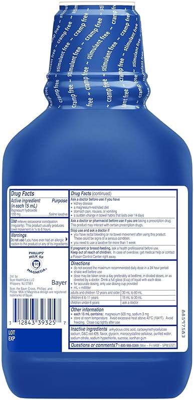 Phillips’ Milk of Magnesia Liquid Laxative, Wild Cherry Flavor, Stimulant Free, Cramp Free Relief of Occasional Constipation*, Effective in 30 minutes - 6 hours, #1 Milk of Magnesia Brand, 26 oz - Image 8
