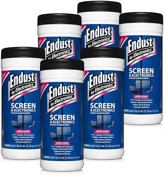 Endust For Electronics; Screen & Surface Cleaning Wipes, For TV, Phone, Computer Monitor, Laptop, Tablet, Pre-Moistened, Alcohol and Ammonia Free, 70 Count, 6 Pack (11506P6) - Image 2