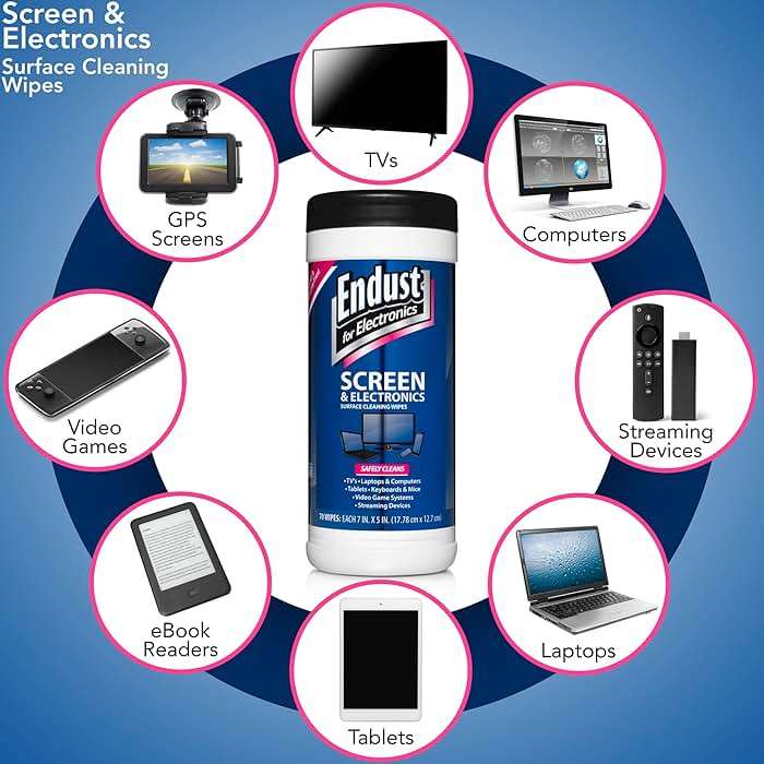 Endust For Electronics; Screen & Surface Cleaning Wipes, For TV, Phone, Computer Monitor, Laptop, Tablet, Pre-Moistened, Alcohol and Ammonia Free, 70 Count, 6 Pack (11506P6) - Image 3