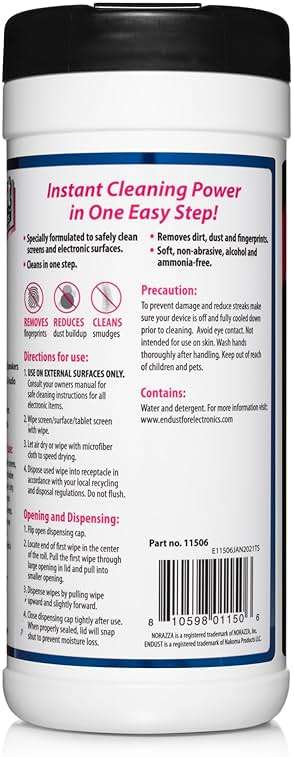 Endust For Electronics; Screen & Surface Cleaning Wipes, For TV, Phone, Computer Monitor, Laptop, Tablet, Pre-Moistened, Alcohol and Ammonia Free, 70 Count, 6 Pack (11506P6) - Image 5