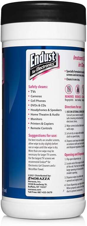 Endust For Electronics; Screen & Surface Cleaning Wipes, For TV, Phone, Computer Monitor, Laptop, Tablet, Pre-Moistened, Alcohol and Ammonia Free, 70 Count, 6 Pack (11506P6) - Image 6