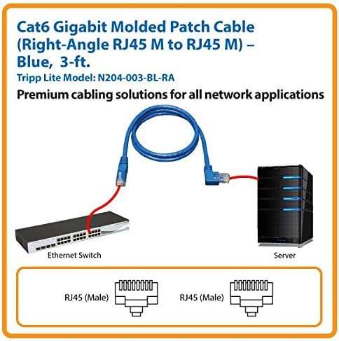 Tripp Lite Cat6 Gigabit Molded Patch Cable (RJ45 Right Angle M to RJ45 M) Blue, 3-ft.(N204-003-BL-RA) - Image 5