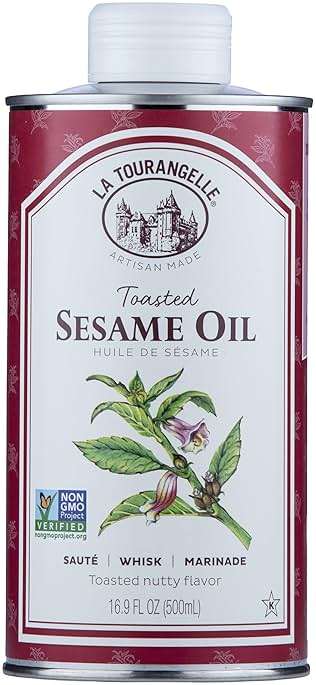 La Tourangelle, Toasted Sesame Oil, Great for Cooking, Add to Noodles, Stir-Fry, Vegetables, Vinaigrettes, and Marinades, 16.9 Fl Oz - Image 1