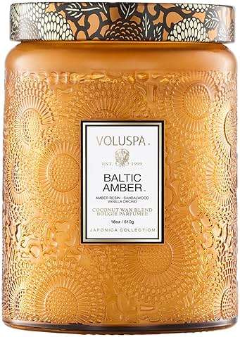 Voluspa Baltic Amber Candle, 18 oz, Coconut Wax Blend, Scented Candles for Home, 100 Hour Burn Time, Candle Jar - Image 1