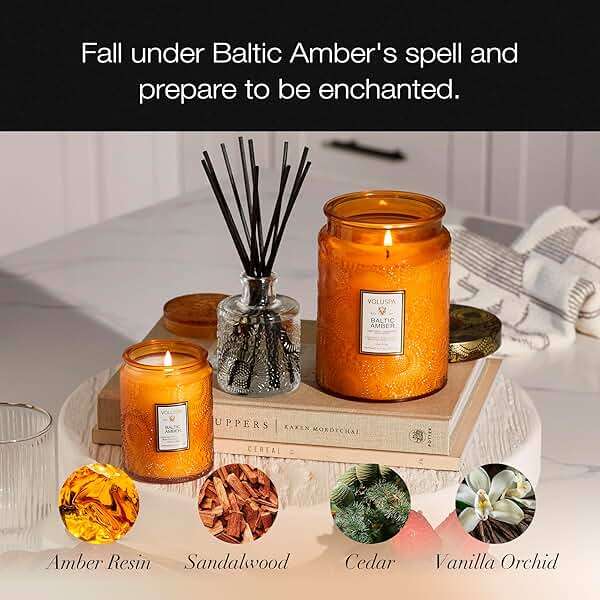 Voluspa Baltic Amber Candle, 18 oz, Coconut Wax Blend, Scented Candles for Home, 100 Hour Burn Time, Candle Jar - Image 3
