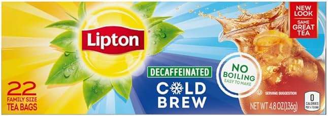 Lipton Decaf Cold Brew Iced Tea Bags, Family Size Zero Calories, Easy-To-Make with no boiling needed, 66 Total Tea Bags (22ct - Pack of 3) - Image 1