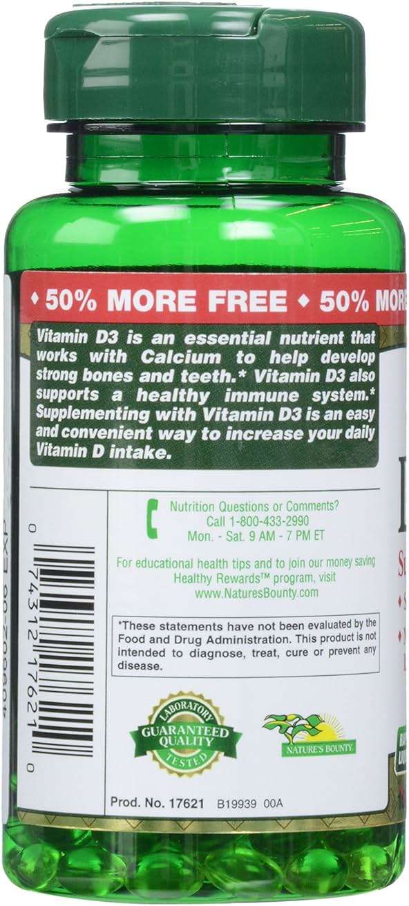 Nature's Bounty, D 2000 Iu Softgels, 150 Count - Image 5
