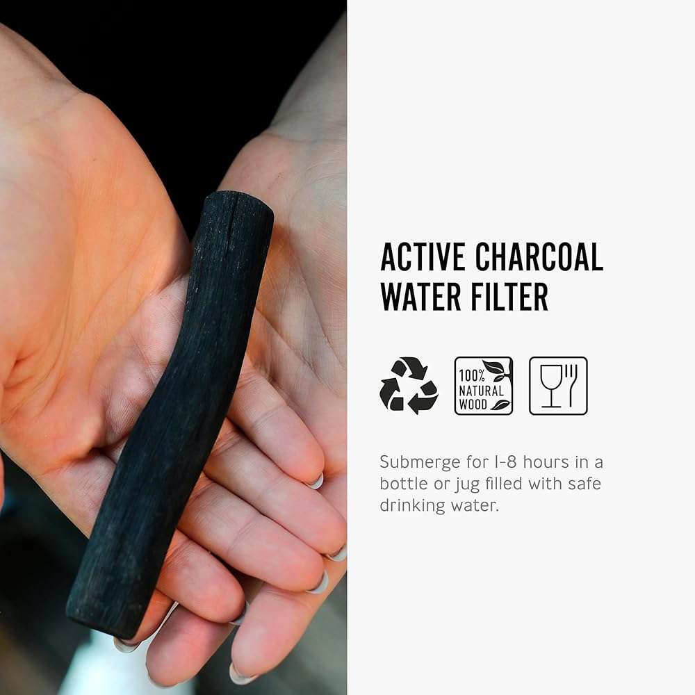 Black + Blum Charcoal Water Filter Sticks | Charcoal Filter Hydration Old Japanese Tradition, Lasting 6 Months Each, Wood Black (1 Piece) - Image 3