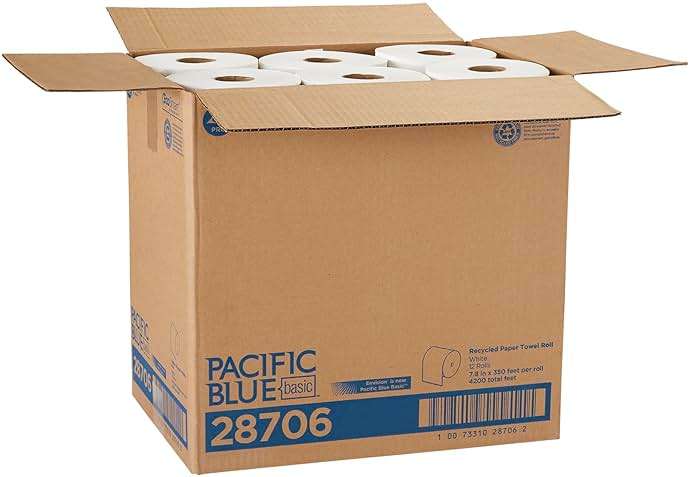 Georgia-PacificBlue Basic Paper Towel Rolls by PRO, White, 28706, 350 Feet Per Roll, 12 Rolls Per Case - Image 4