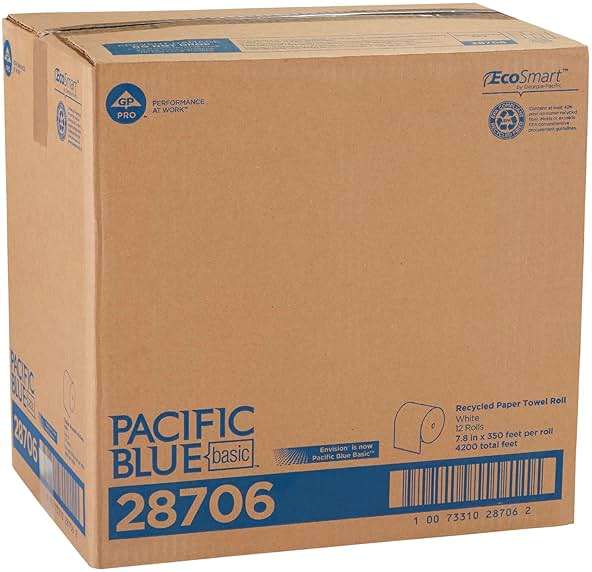 Georgia-PacificBlue Basic Paper Towel Rolls by PRO, White, 28706, 350 Feet Per Roll, 12 Rolls Per Case - Image 6