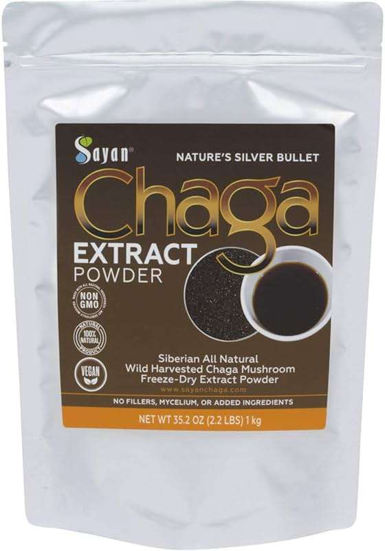 Sayan Siberian Chaga Mushroom Extract Powder (2.2 Lb) Freeze Dried Siberian Wild Harvested, Organic Antioxidant Tea for Immune and Digestion Support, Focus, Energy, Clarity, Wellness - No Additives - Image 1