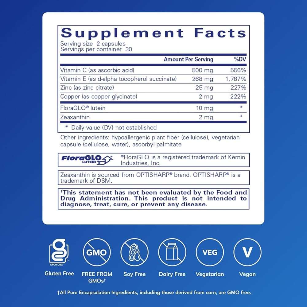 Pure Encapsulations EyeProtect Basics | Key Antioxidant Support for Eye Health* | 60 Capsules - Image 2