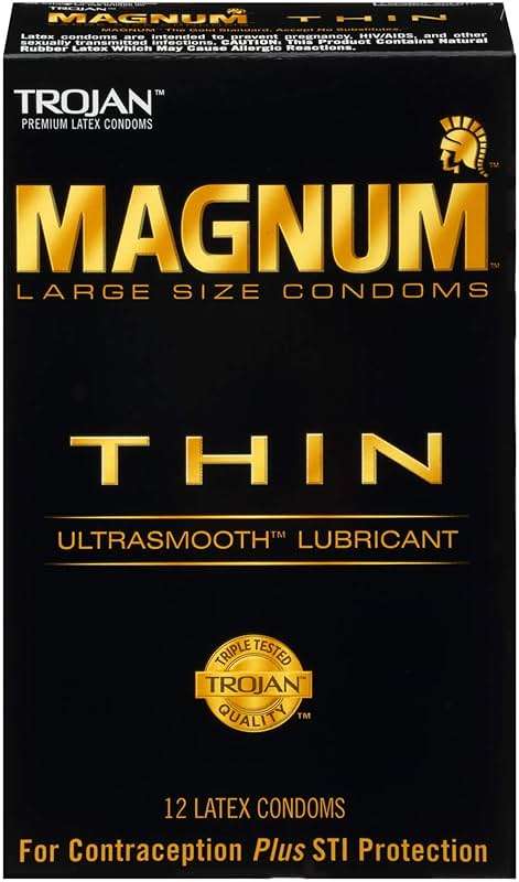 TROJAN Magnum Thin Condoms, Large Size Lubricated Magnum Condoms, 12 Count - Image 1