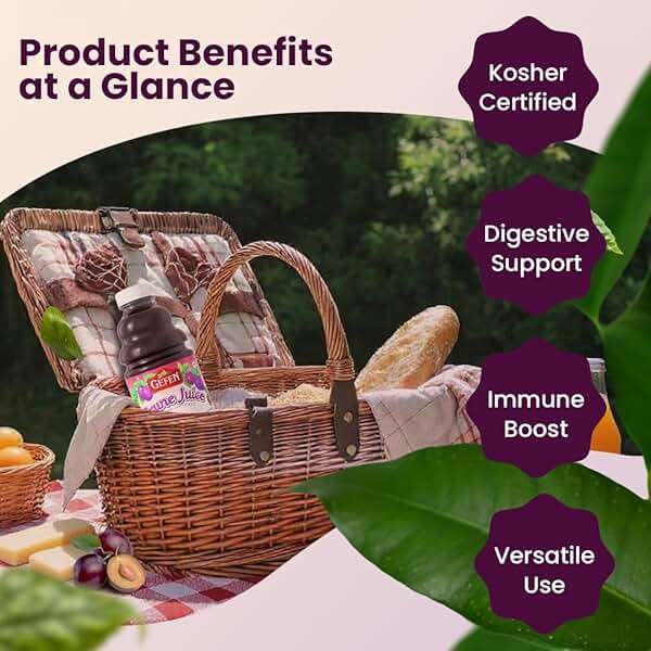 Gefen All Natural Prune Juice 32oz (2 Pack) Not from Concentrate | Kosher (Including Passover) - Image 3