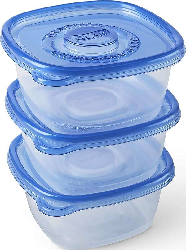 Glad GladWare Tall Entree Food Storage Containers with Lids, Large Square BPA Free Plastic, Meal Prep Lunches, Lock Tight Seal, Microwave Dishwasher Safe, 42 Oz, 3 Count - Image 4