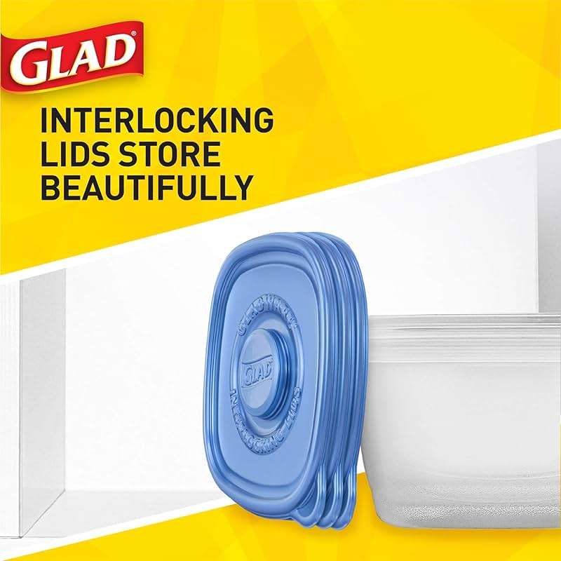 Glad GladWare Tall Entree Food Storage Containers with Lids, Large Square BPA Free Plastic, Meal Prep Lunches, Lock Tight Seal, Microwave Dishwasher Safe, 42 Oz, 3 Count - Image 6