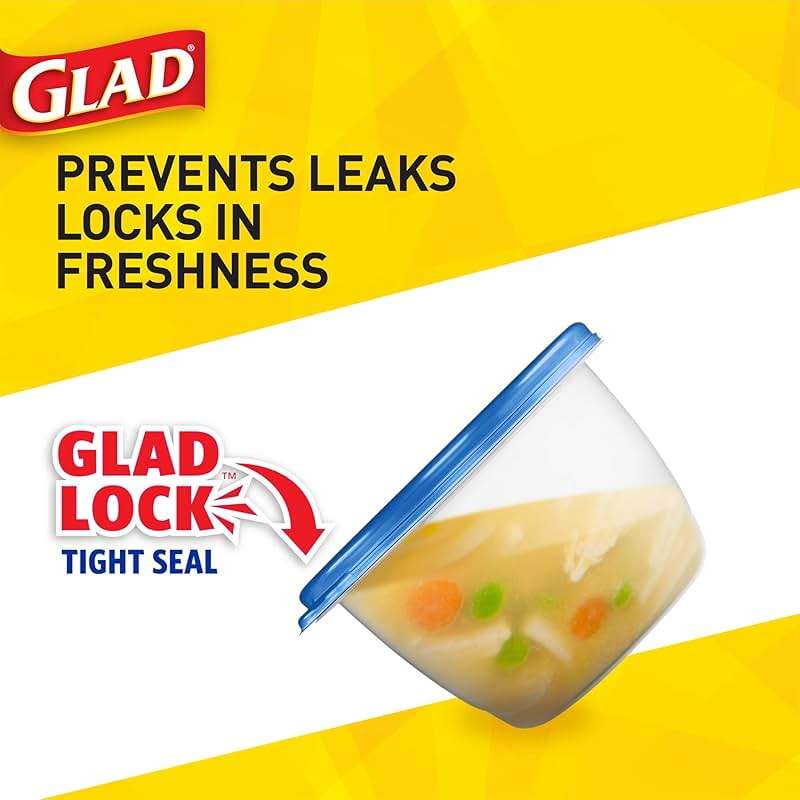 Glad GladWare Tall Entree Food Storage Containers with Lids, Large Square BPA Free Plastic, Meal Prep Lunches, Lock Tight Seal, Microwave Dishwasher Safe, 42 Oz, 3 Count - Image 7