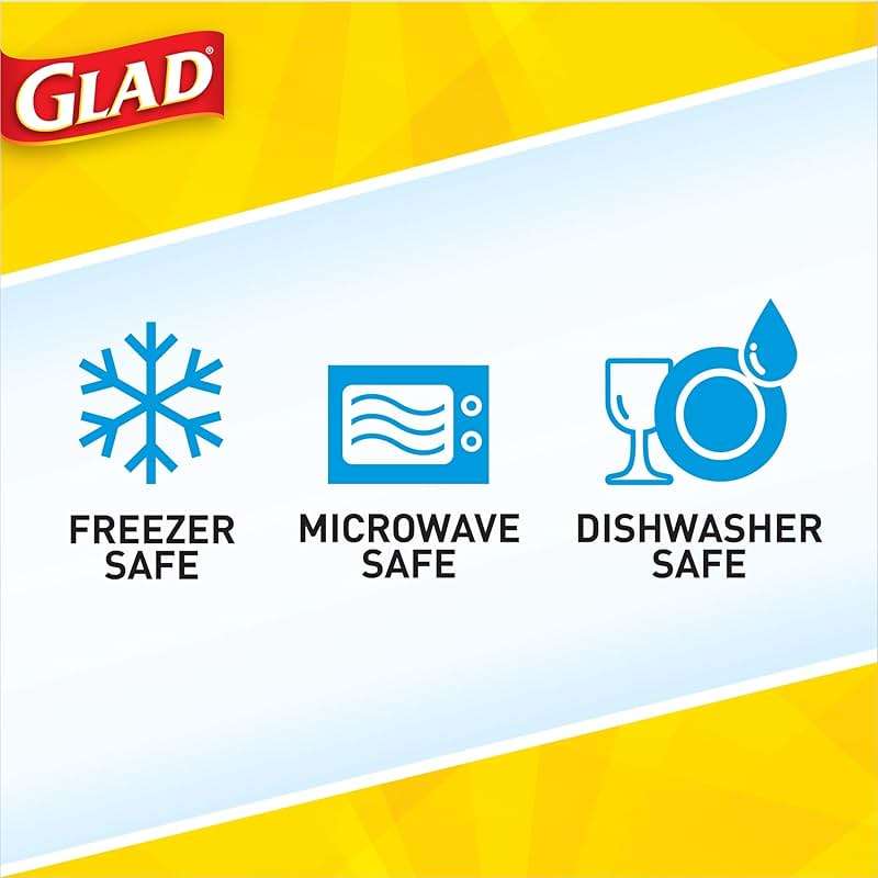 Glad GladWare Tall Entree Food Storage Containers with Lids, Large Square BPA Free Plastic, Meal Prep Lunches, Lock Tight Seal, Microwave Dishwasher Safe, 42 Oz, 3 Count - Image 8