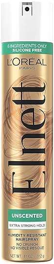 L'Oreal Paris Elnett Unscented Hairspray, up to 72-Hour Extra Strong Hold Formula with Humidity Resistant Frizz Control, Hairspray with Soft, Brushable Finish, 11 oz | (Packaging May Vary) - Image 1