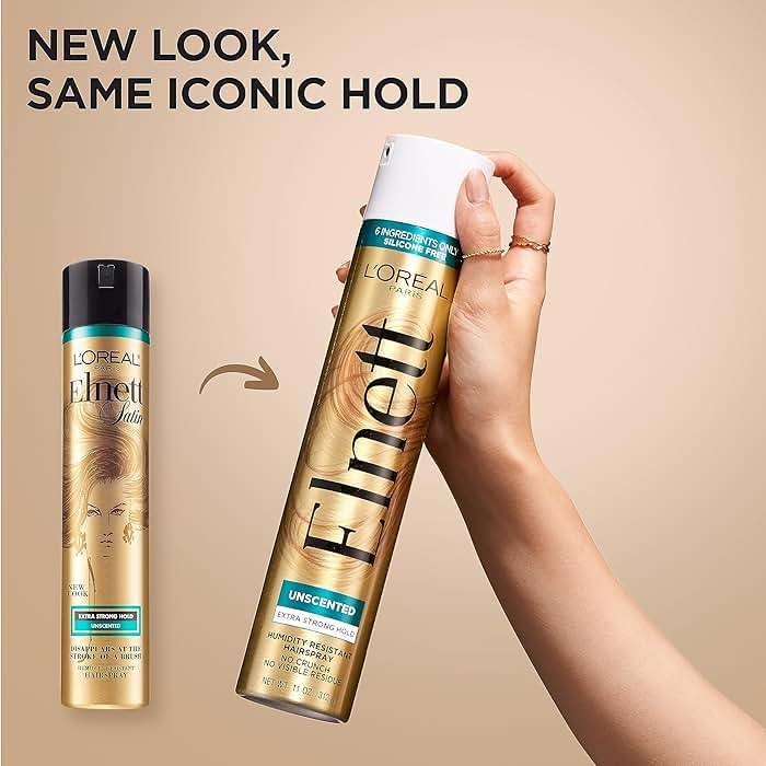 L'Oreal Paris Elnett Unscented Hairspray, up to 72-Hour Extra Strong Hold Formula with Humidity Resistant Frizz Control, Hairspray with Soft, Brushable Finish, 11 oz | (Packaging May Vary) - Image 3