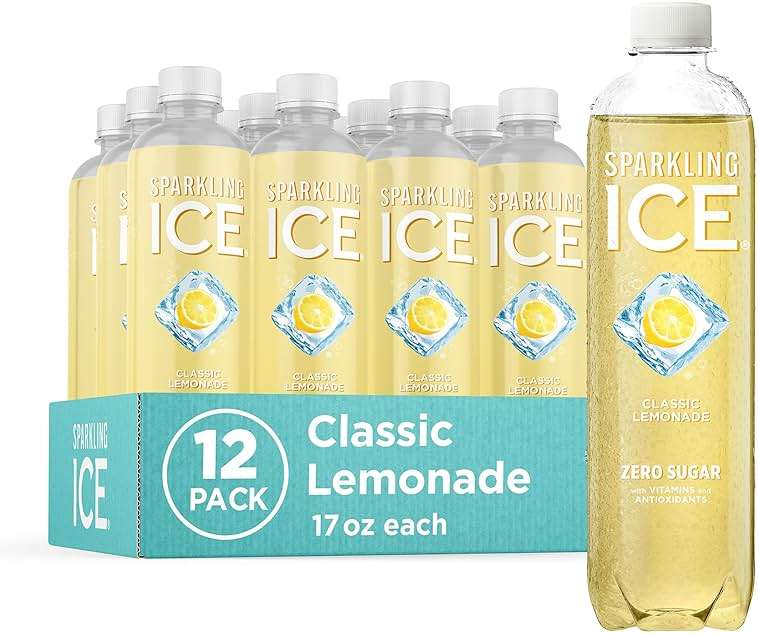 Sparkling Ice, Classic Lemonade Sparkling Water, Zero Sugar Flavored Water, with Vitamins and Antioxidants, Low Calorie Beverage, 17 oz Bottles (Pack of 12) - Image 1