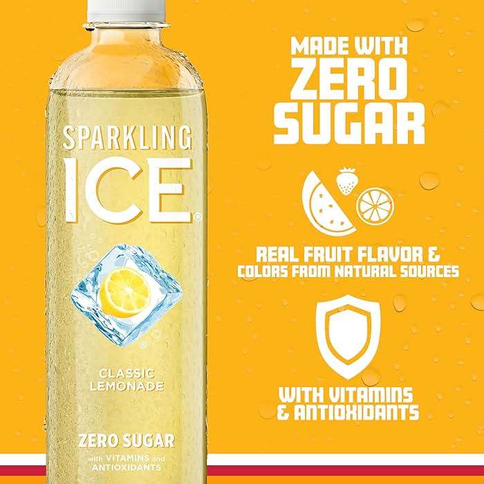 Sparkling Ice, Classic Lemonade Sparkling Water, Zero Sugar Flavored Water, with Vitamins and Antioxidants, Low Calorie Beverage, 17 oz Bottles (Pack of 12) - Image 4