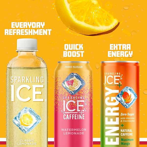 Sparkling Ice, Classic Lemonade Sparkling Water, Zero Sugar Flavored Water, with Vitamins and Antioxidants, Low Calorie Beverage, 17 oz Bottles (Pack of 12) - Image 6