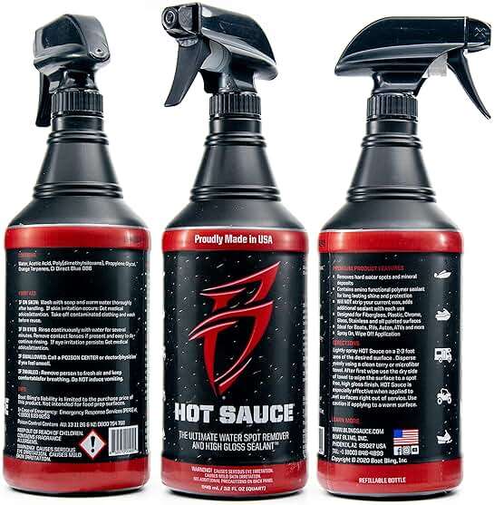 Bling Sauce Hot Sauce Premium Hard Water Spot Remover w/High-Gloss Wax Sealants for Boats, Cars, RVs, Powersport Vehicles, 32 oz. - Image 2