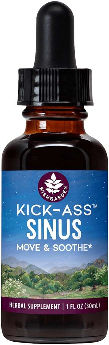 WishGarden Herbs Kick-Ass Sinus, Herbal Sinus Support, Yerba Santa, Elderflower, Goldenseal, Horseradish, Sinus Congestion Relief, Liquid Tincture, 1oz - Image 1