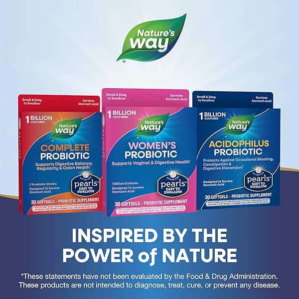 Nature's Way Women's Probiotic Pearls, Supports Vaginal and Digestive Health*, 1 Billion Live Cultures, Protects Against Occasional Bloating & Constipation*, Easy-to-Swallow Softgels, 30 Count - Image 7
