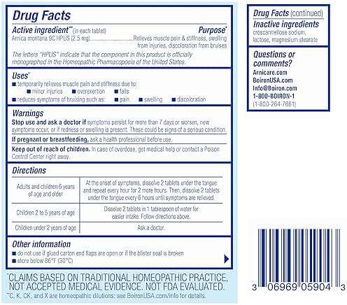 Boiron Arnicare Tablets for Pain Relief from Muscle Pain, Joint Soreness, Swelling from Injury or Bruises - 60 Count - Image 7