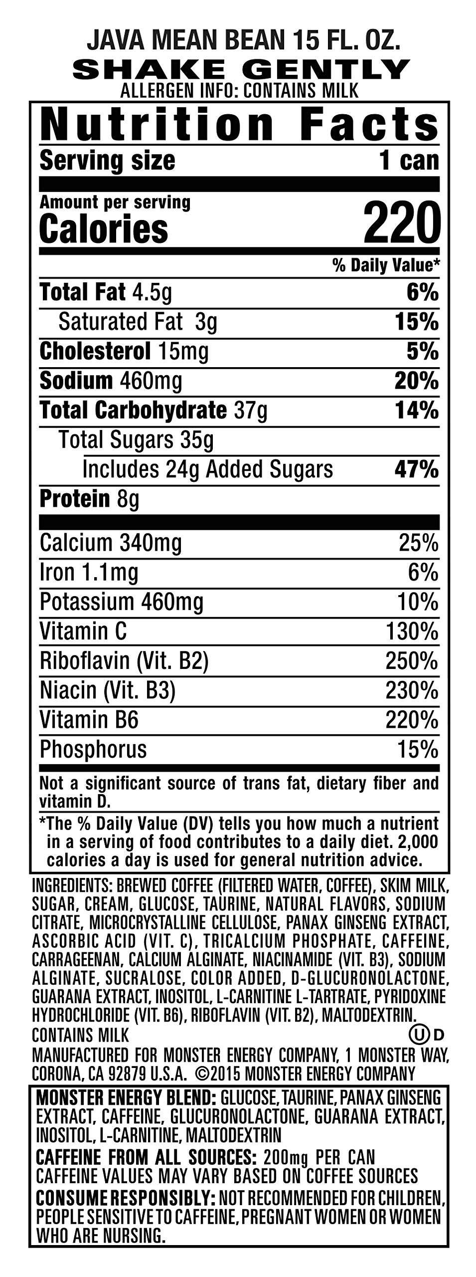 Monster Energy Java Monster Mean Bean, Coffee + Energy Drink, 15 Ounce | Pack of 12 - Image 2