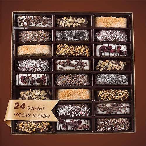 Barnetts Fathers Day Chocolate 24 Biscotti Gift Baskets, Gourmet Cookie Gifts Box for Him and Her Food Baskets Delivery, Candy Basket Ideas for Men, Dad, Father, Grandfather, Husband, Brother, Son, Grandson - Image 2