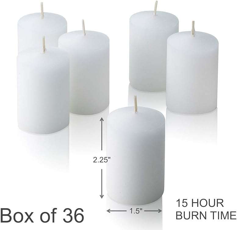 Light In The Dark White Votive Candles - Box of 36 Unscented Bulk Candles - 15 Hour Burn Time - for Weddings, Restaurants, Parties, Spa and Decorations. - Image 2