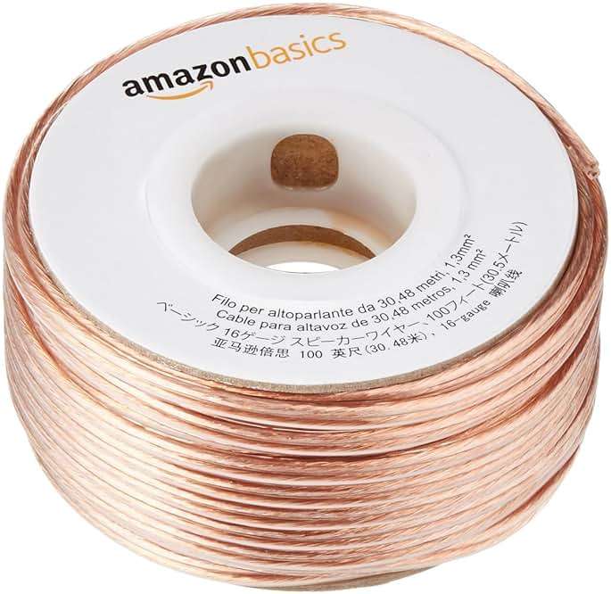 Amazon Basics 16-Gauge Speaker Wire Cable, Polarity Marked, 100 ft, Bronze - Image 1