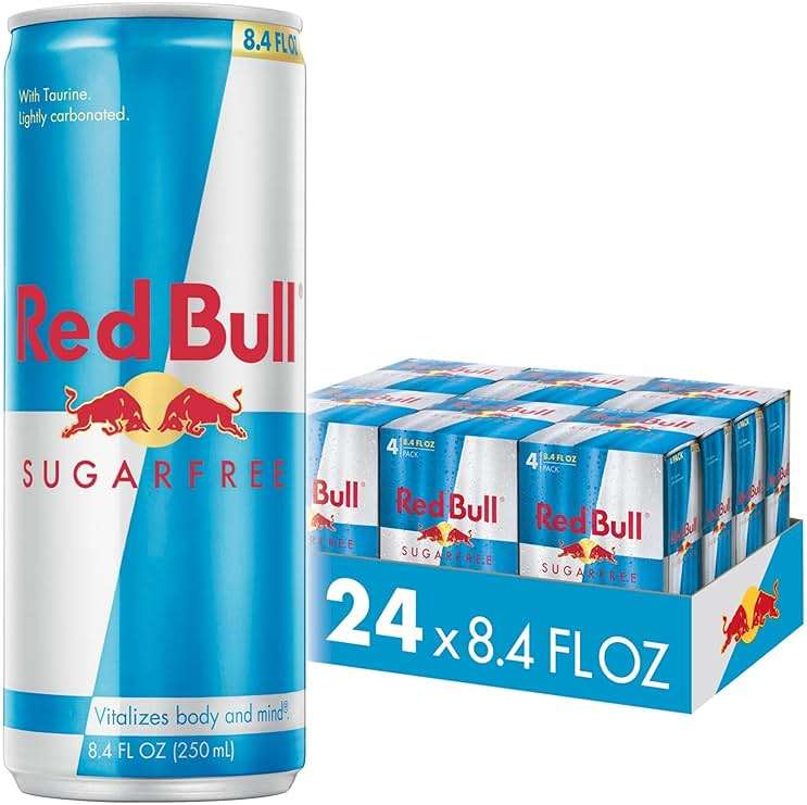 Red Bull Sugar Free Energy Drink with 80mg Caffeine plus Taurine & B Vitamins, 8.4 Fl Oz, 6 Packs of 4 Cans (Pack of 24) - Image 1