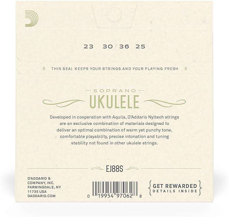 D'Addario Soprano Ukulele Strings, Nyltech, EJ88S, 4-String Set, Pack of 1 - Image 3