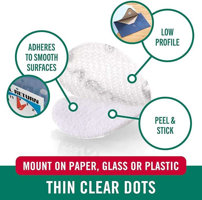 VELCRO Brand - Thin Clear Fasteners | General Purpose/ Low Profile | Perfect for Home or Office | 3/8" Circles , 56-Count - Clear - Image 2