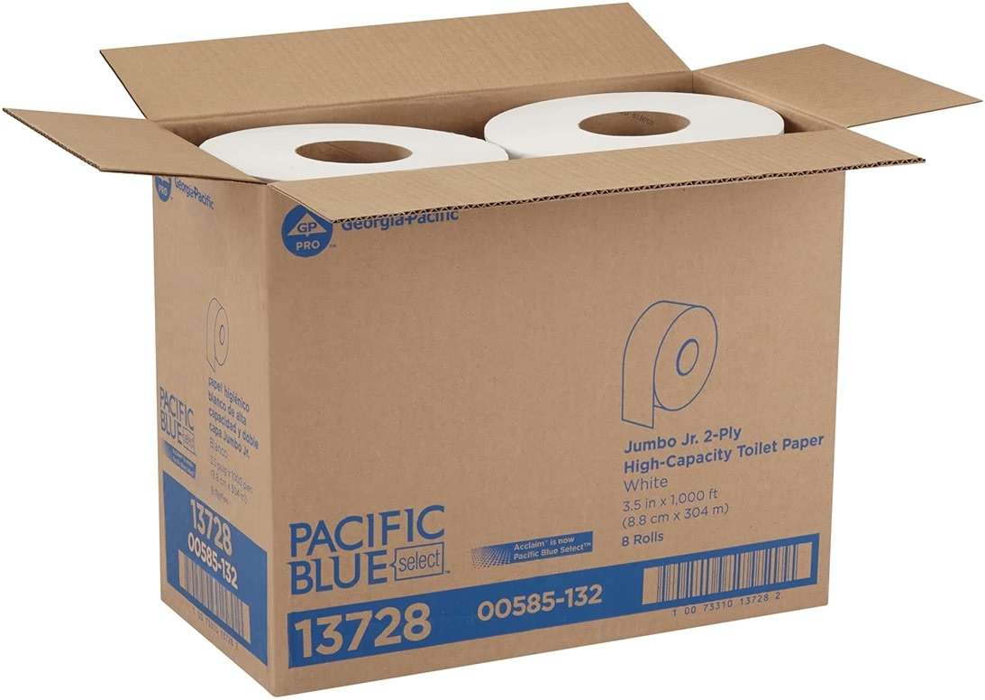 Pacific Blue Select by Georgia-Pacific PRO Jumbo Jr 2-Ply High-Capacity Toilet Paper, White, 1000 Feet Per Roll, 8 Toilet Tissue Rolls Per Case, 13728 - Image 3