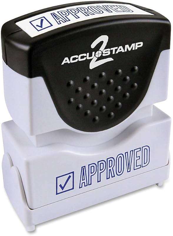 ACCUSTAMP2 035575 Pre-Inked Shutter Stamp with Microban, Blue, Approved, 1 5/8 x 1/2 - Image 1