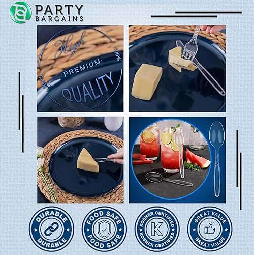 Party Bargains Disposable Cutlery set, SAPPHIRE Design, Clear Color, 360 Pieces: 180 Forks, 120 Spoons, 60 Knives - Image 4