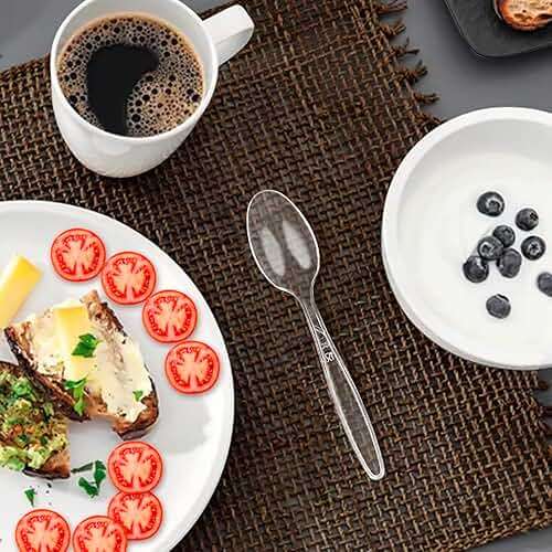 Party Bargains Disposable Cutlery set, SAPPHIRE Design, Clear Color, 360 Pieces: 180 Forks, 120 Spoons, 60 Knives - Image 7
