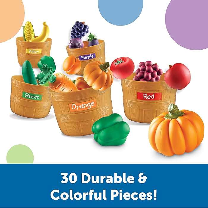 Learning Resources Farmer's Market Color Sorting Set - Pretend Play Food Sets for Kids Kitchen, Color Sorting Toys, Plastic Fruit and Vegetable Toy for Kids Kitchen Set, Play Food for Toddlers 1-3 - Image 3