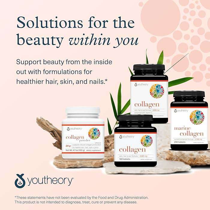 Youtheory Advanced Collagen - 6,000 mg Hydrolyzed Collagen Peptides - Includes Antioxidants & Contains Vitamin C - Hair Growth, Nails, Joint Health & Bone Support* - 290 Tablets (48-Day Supply) - Image 7