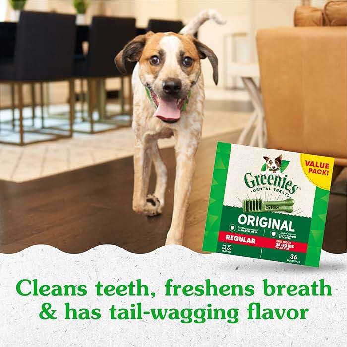 Greenies Veterinarian-Recommended Adult Natural Dental Dog Treats Regular Size, Dog Dental Chews, Original Flavor, 36 oz. Pack, 36 Count - Image 8