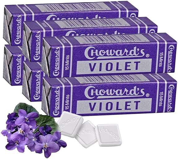 Choward's Violet Mints Candy | Bold Aromatic Flavor | Perfect for Snacks in Lunchboxes, Travel, Sharing, and Gifting | Nostalgic Vintage Candy | 6 Pack (15 Mints Per Package) - Image 1