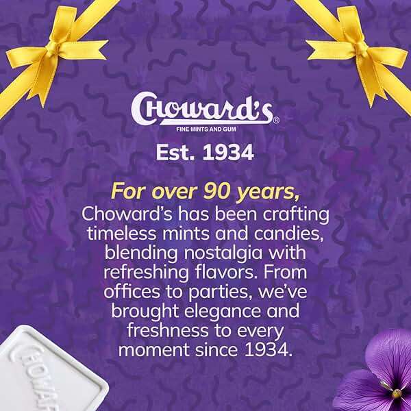 Choward's Violet Mints Candy | Bold Aromatic Flavor | Perfect for Snacks in Lunchboxes, Travel, Sharing, and Gifting | Nostalgic Vintage Candy | 6 Pack (15 Mints Per Package) - Image 3