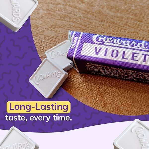 Choward's Violet Mints Candy | Bold Aromatic Flavor | Perfect for Snacks in Lunchboxes, Travel, Sharing, and Gifting | Nostalgic Vintage Candy | 6 Pack (15 Mints Per Package) - Image 4