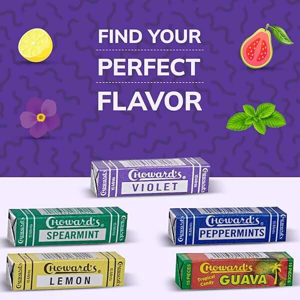 Choward's Violet Mints Candy | Bold Aromatic Flavor | Perfect for Snacks in Lunchboxes, Travel, Sharing, and Gifting | Nostalgic Vintage Candy | 6 Pack (15 Mints Per Package) - Image 8