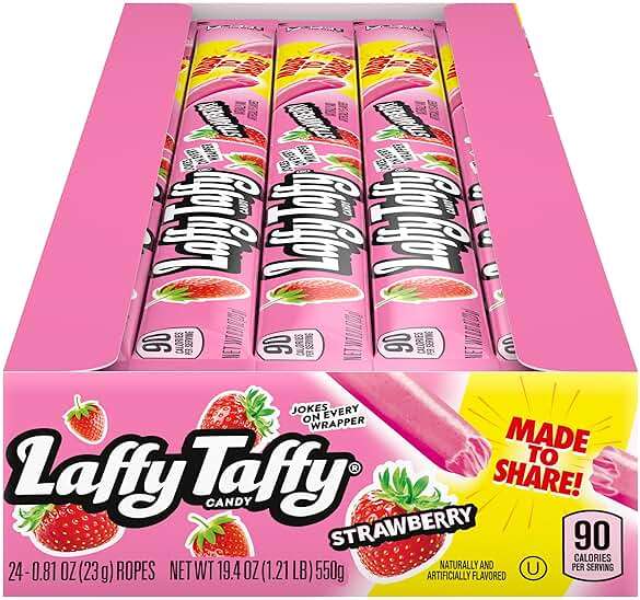 Laffy Taffy Rope Candy, Strawberry Flavor, 0.81 Ounce Ropes (Pack of 24) - Image 1